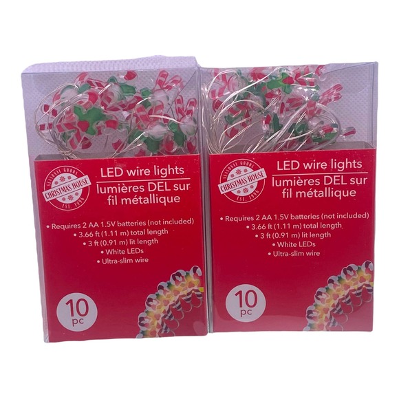 Christmas House Holiday 2 Sets Of Battery Powered Led Candy Cane